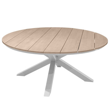 Table extérieure ronde 8p blanche Oriengo Hespéride - Le Dépôt Bailleul
