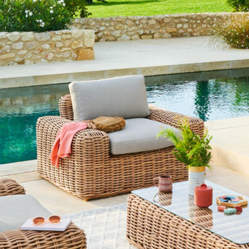 Fauteuil de salon de jardin Savinia coloris Tahini Hespéride - Le Dépôt Bailleul