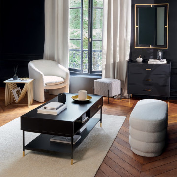 Pouf bouclette blanc Sinan grand modèle Atmosphera - Le Dépôt Bailleul