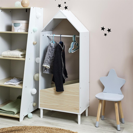 Portant Vêtement Enfant Bois Blanc Home Deco Kids