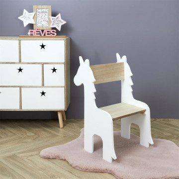 Chaise enfant Licorne blanche et bois - Le Dépôt Bailleul
