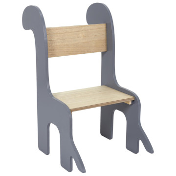 Chaise enfant Dino grise et bois - Le Dépôt Bailleul