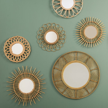Miroir rotin fleur D56 Atmosphera - Le Dépôt Bailleul