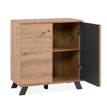 Buffet 2 portes coloris chêne/anthracite Medan - Le Dépôt Bailleul