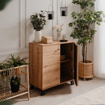 Buffet 2 portes coloris chêne/anthracite Medan - Le Dépôt Bailleul