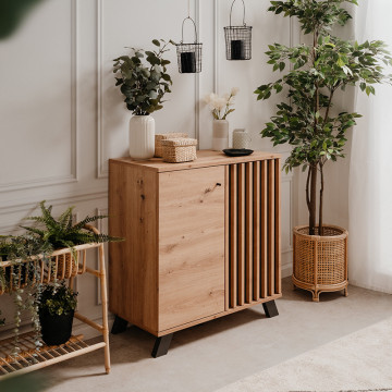 Buffet 2 portes coloris chêne/anthracite Medan - Le Dépôt Bailleul