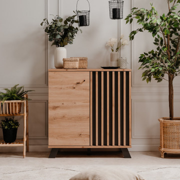 Buffet 2 portes coloris chêne/anthracite Medan - Le Dépôt Bailleul