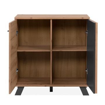 Buffet 2 portes coloris chêne/anthracite Medan - Le Dépôt Bailleul