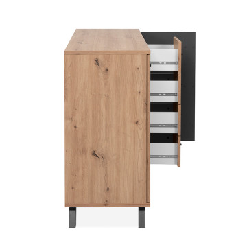 Buffet 3 portes 4 tiroirs coloris chêne/anthracite Medan - Le Dépôt Bailleul