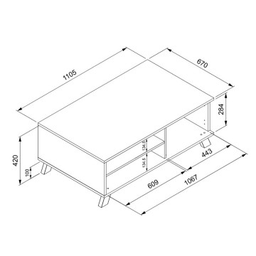 Table basse 2 portes 2 niches Medan - Le Dépôt Bailleul