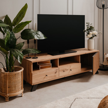 Meuble TV 2 tiroirs 1 porte Medan - Le Dépôt Bailleul