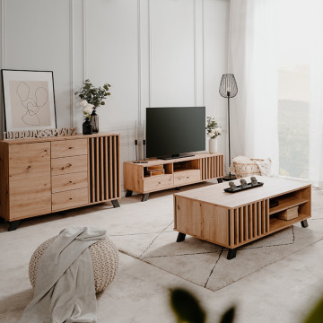 Meuble TV 2 tiroirs 1 porte Medan - Le Dépôt Bailleul