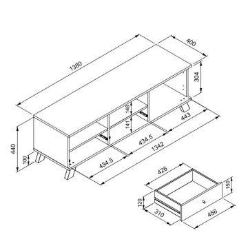 Meuble TV 2 tiroirs 1 porte Medan - Le Dépôt Bailleul