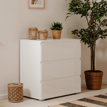 Commode 3 tiroirs Capetown blanc - Le Dépôt Bailleul