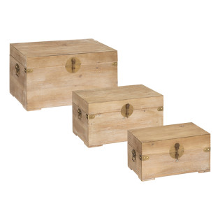 Lot de 3 malles en bois Jil...