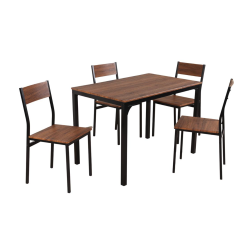Ensemble table + 4 chaises métal et effet bois - Le Dépôt Bailleul