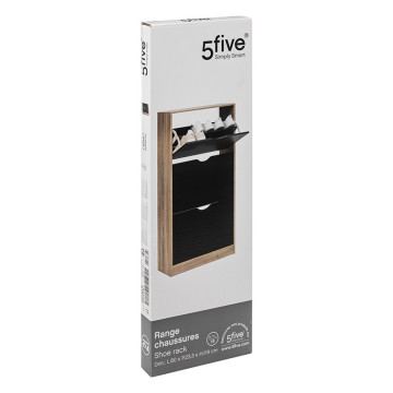 Range chaussures 3 abattants noir / naturel 5five - Le Dépôt Bailleul