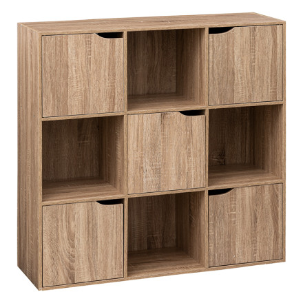 Etagère bois 9 cases 5 portes Mix coloris naturel 5five- Le Dépôt