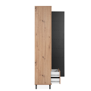 Vitrine 2 portes 2 tiroirs coloris chêne/anthracite Medan - Le Dépôt Bailleul