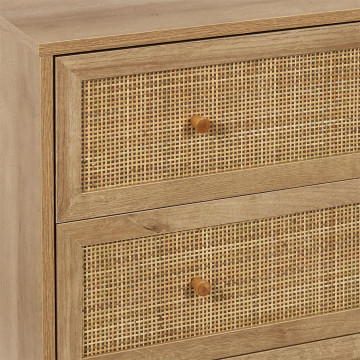 Commode 3 tiroirs rotin et bois Bali - Le Dépôt Bailleul