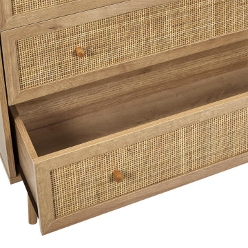 Commode 3 tiroirs rotin et bois Bali - Le Dépôt Bailleul