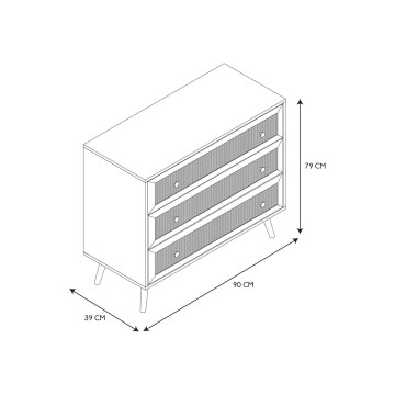 Commode 3 tiroirs rotin et bois Bali - Le Dépôt Bailleul