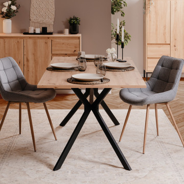 Table à manger 180x90 cm pieds métal Onex - Le Dépôt Bailleul
