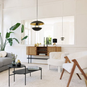 Fauteuil Amza bouclette blanc Atmosphera - Le Dépôt Bailleul