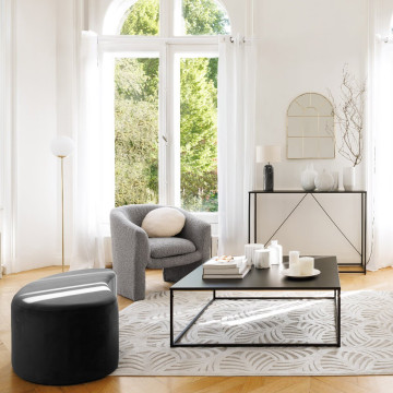Pouf banc 98x50 en velours gris Malone Atmosphera - Le Dépôt Bailleul