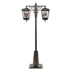 Lanterne double de Noël H188 noir et or lumineuse - Le Dépôt Bailleul