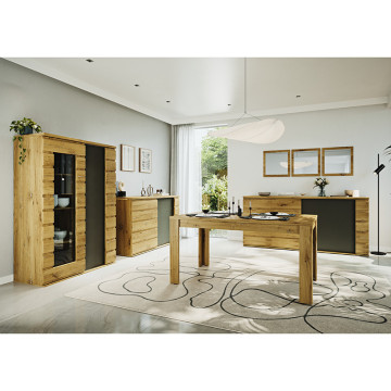 Vitrine 1 + 1 portes Miro bois foncé / anthracite - Le Dépôt Bailleul