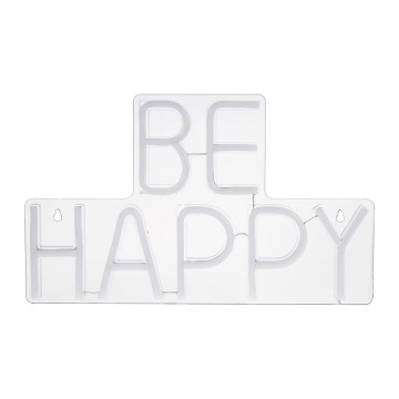 Néon mural USB Be Happy rose Ostaria - Le Dépôt Bailleul