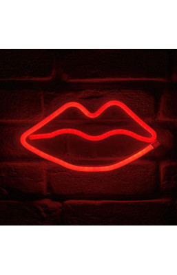 Néon mural à piles Bouche...
