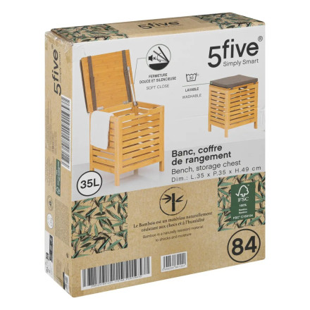 Tabouret avec coffre de rangement bambou 5five - Le Dépôt Bailleul