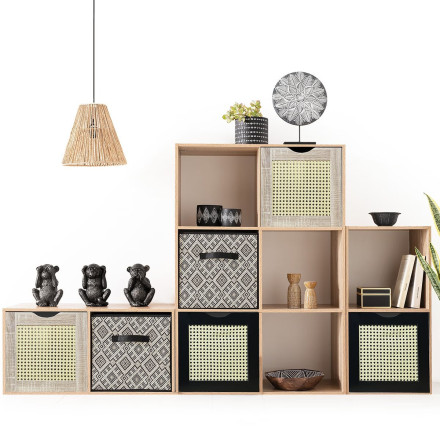 Etagère 6 Cases Avec Portes Naturel 5five - Naturel - Meuble d