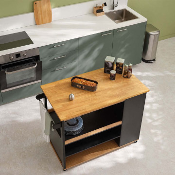 Ilot de cuisine noir et naturel 5five - Le Dépôt Bailleul