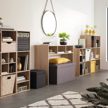 Console en bois 3 cases Mix coloris naturel 5five  - Le Dépôt Bailleul