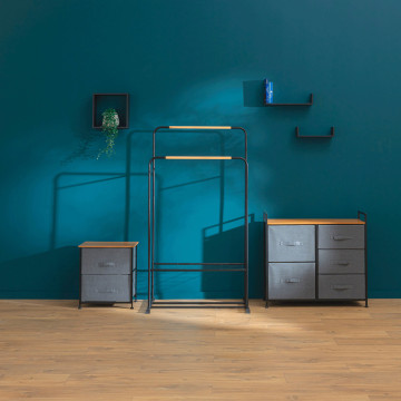 Chevet 2 tiroirs tissus gris foncé 5five - Le Dépôt Bailleul