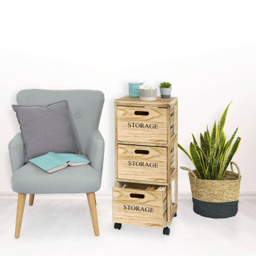 Chiffonnier bois 3 cagettes sur roulettes 5five - Le Dépôt Bailleul
