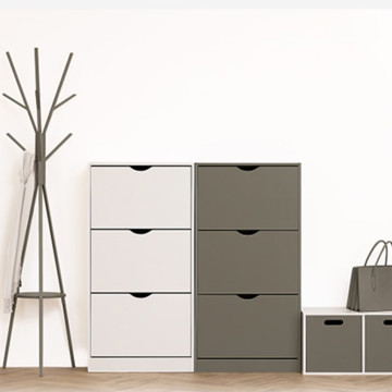 Range chaussures 3 abattants bois blanc 5five - Le Dépôt Bailleul