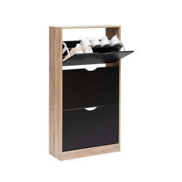 Range chaussures 3 abattants noir / naturel 5five - Le Dépôt Bailleul