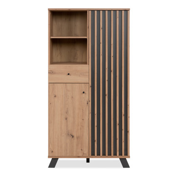 Buffet haut 2 portes 1 tiroir coloris chêne/anthracite Medan - Le Dépôt Bailleul