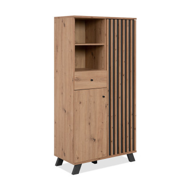 Buffet haut 2 portes 1 tiroir coloris chêne/anthracite Medan - Le Dépôt Bailleul