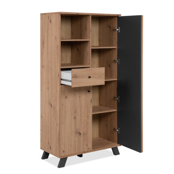 Buffet haut 2 portes 1 tiroir coloris chêne/anthracite Medan - Le Dépôt Bailleul