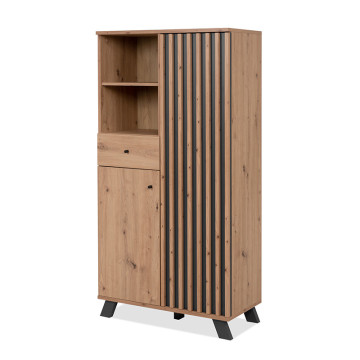 Buffet haut 2 portes 1 tiroir coloris chêne/anthracite Medan - Le Dépôt Bailleul