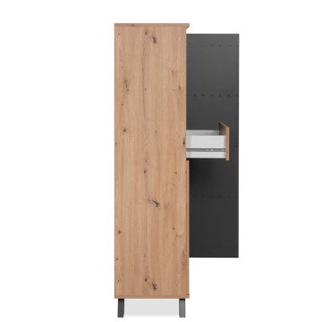 Buffet haut 2 portes 1 tiroir coloris chêne/anthracite Medan - Le Dépôt Bailleul