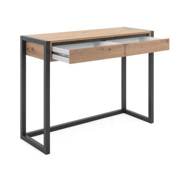 Console 2 tiroirs chêne artisan / anthracite Denver - Le Dépôt Bailleul