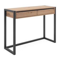 Console 2 tiroirs chêne artisan / anthracite Denver - Le Dépôt Bailleul