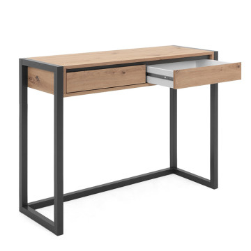Console 2 tiroirs chêne artisan / anthracite Denver - Le Dépôt Bailleul