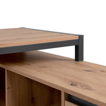 Bureau d'angle chêne artisan/ anthracite Denver - Le Dépôt Bailleul